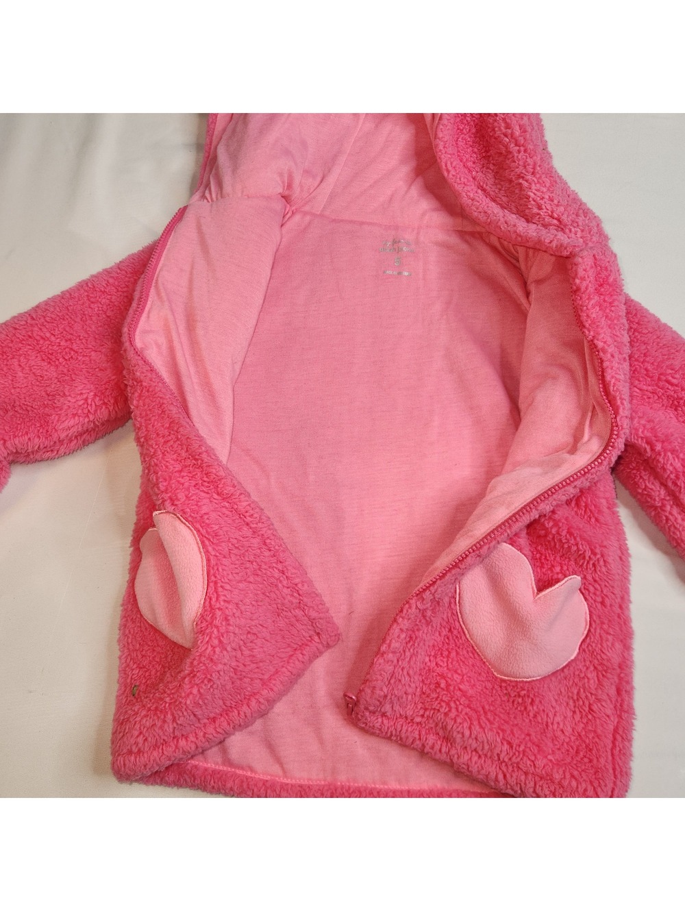 Pink plush hooded jacket